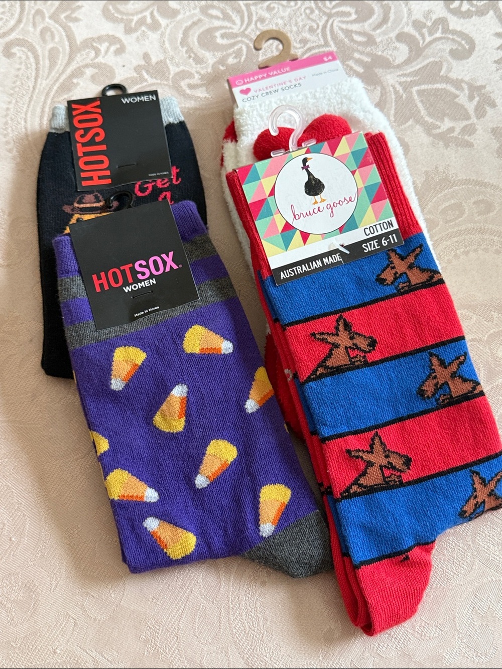 NWT Dachshund Get a long little doggie, Candy Corn Heart Sock Bundle